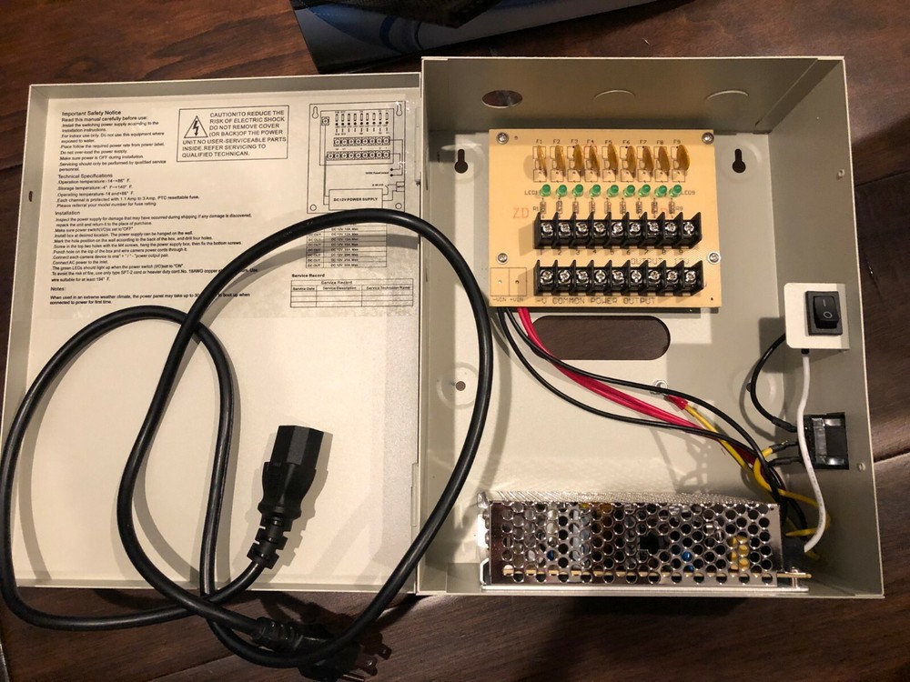 CCTV SECURITY CAMERA POWER Supply Distribution Box 12V DC 10A 9PATH FUSE: PTC