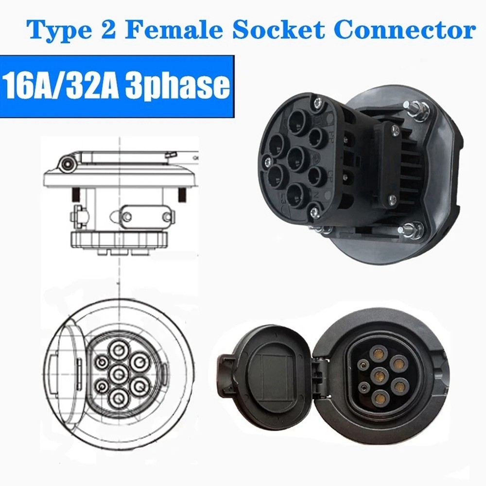 EV Charging Socket Outlet Type 2 Socket Connector 4 Point Fixed European1410