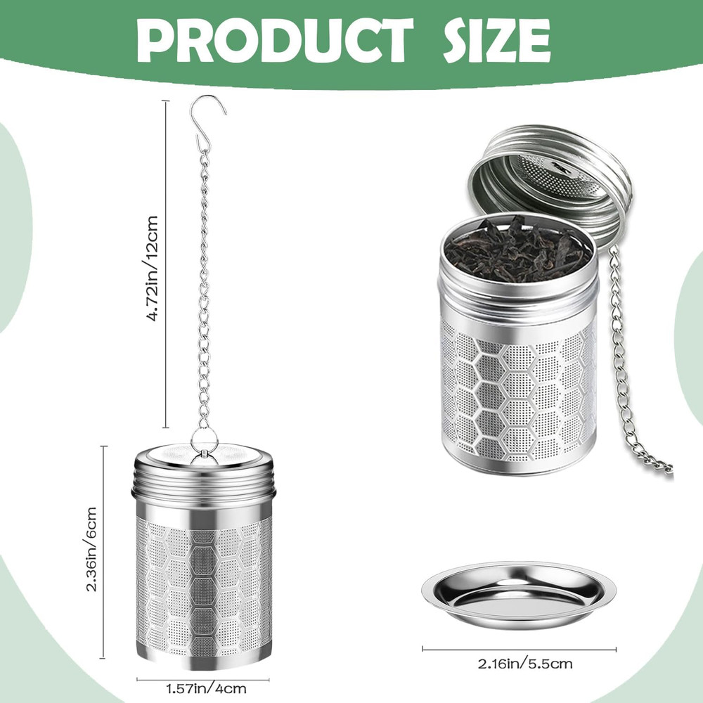 2 Pack Stainless Steel Tea Infusers, Extra Fine Mesh Strainers with Drip Trays,