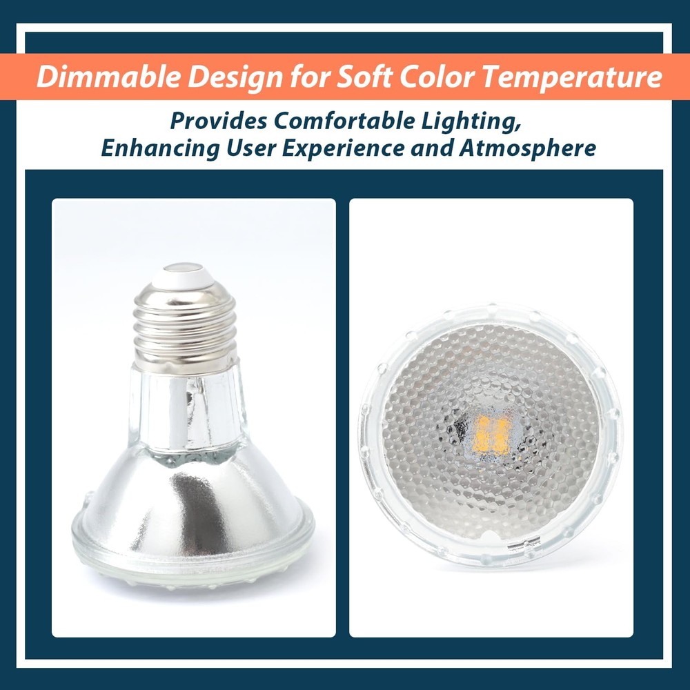 2 Pack PAR20 7W Range Hood Bulbs E26 120V Dimmable 3000K 595LM Replacement fo...