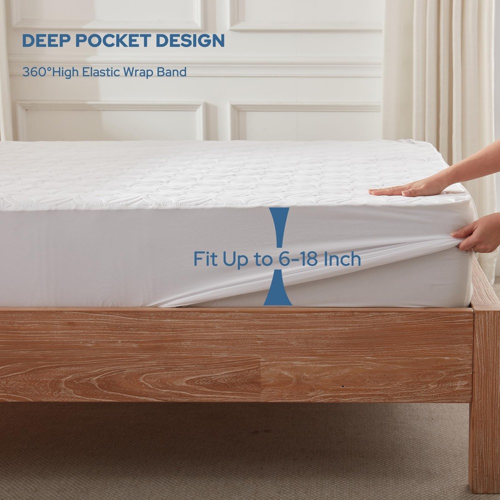 BEDLORE Waterproof Mattress Protector, Queen Size Noiseless Mattress Pad with...