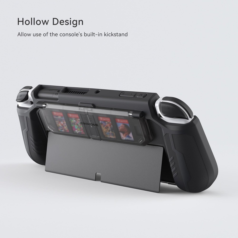 Switch OLED Case with Flip Game Storage, KIWIHOME Dockable OLED, Black