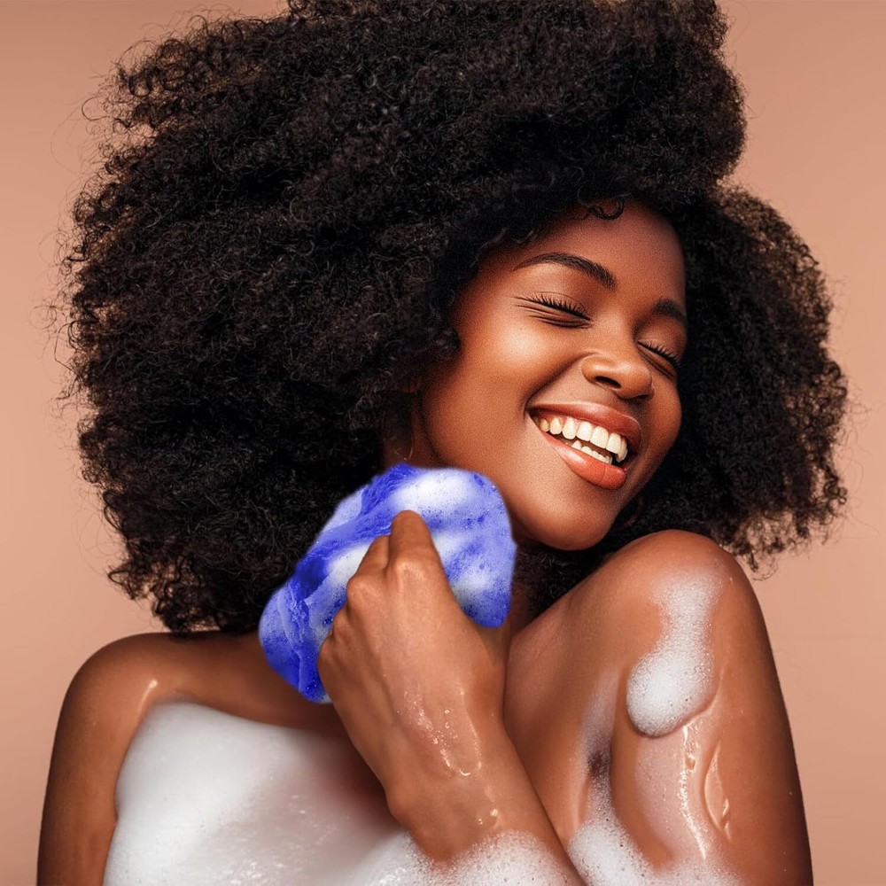 2 Pieces African Net Sponge – Real Authentic Exfoliating Bath Blue Black