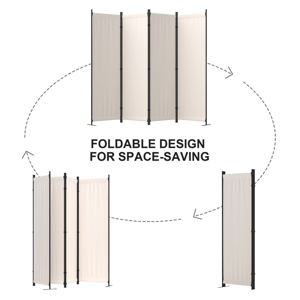 4 Panel Folding Privacy Screen 88" Room Divider Panel For Home Office Dorm Decor