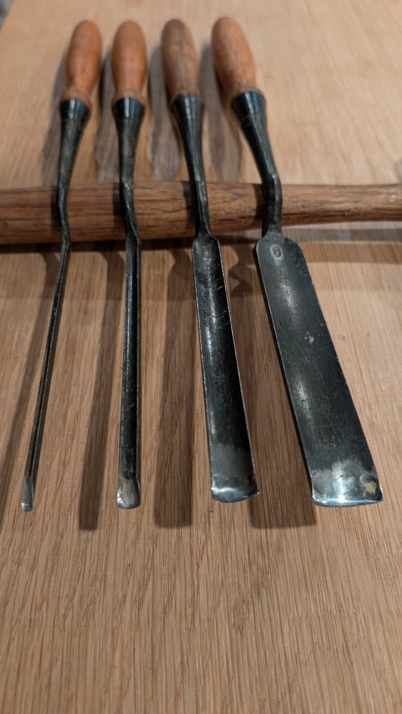 Set Of Four Japanese Kote Nomi Crank Neck Gouges