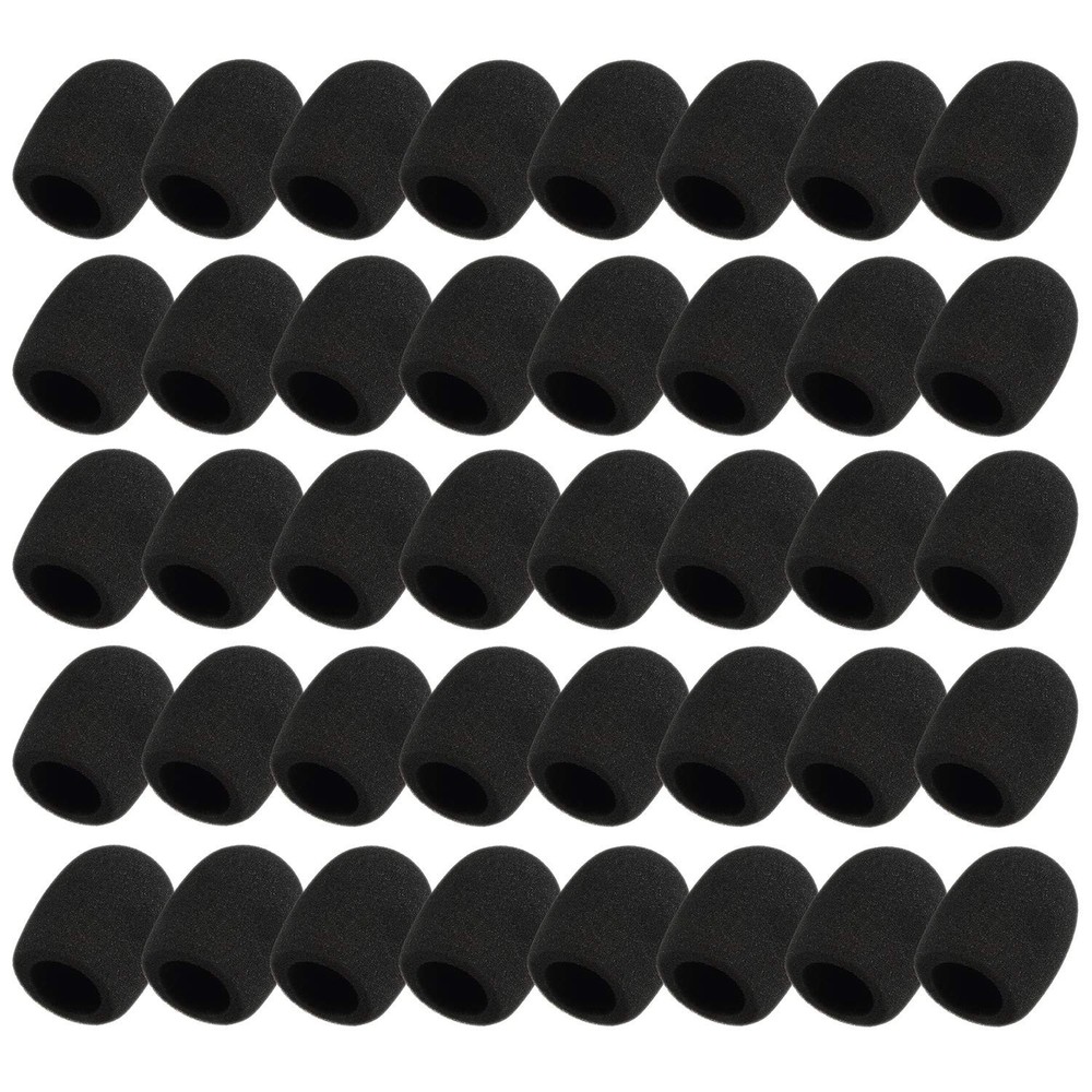 40 Pack Foam Mic Covers - Handheld Microphone Windscreen, Black Sponge Shield
