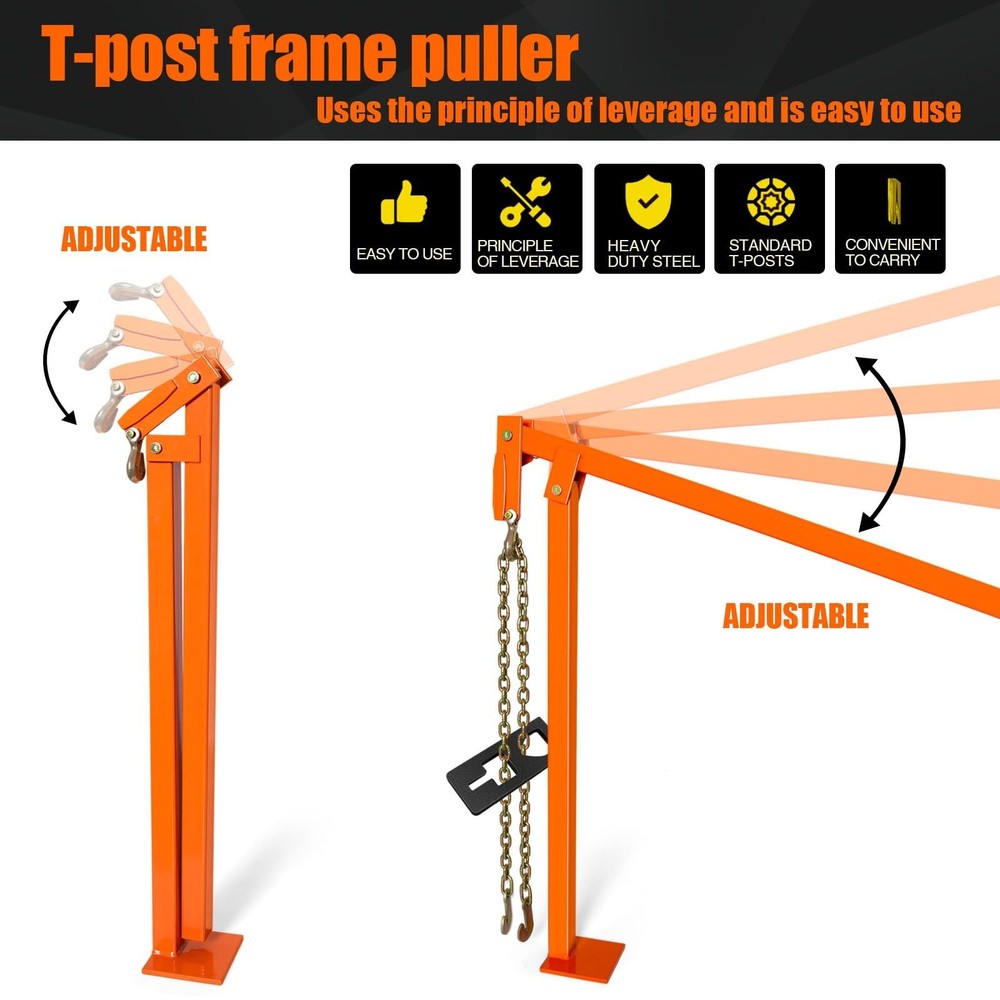 T-Post Puller, Fence Post Puller - Post Puller of Remove T-Posts, Wooden Fenc...