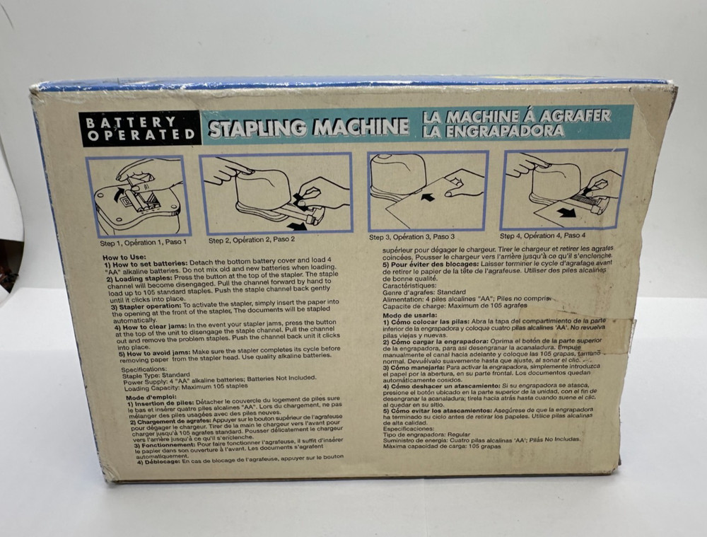 VTG 80s Battery Operated Stapling Machine Clear Electronic Stapler (NOT WORKING)