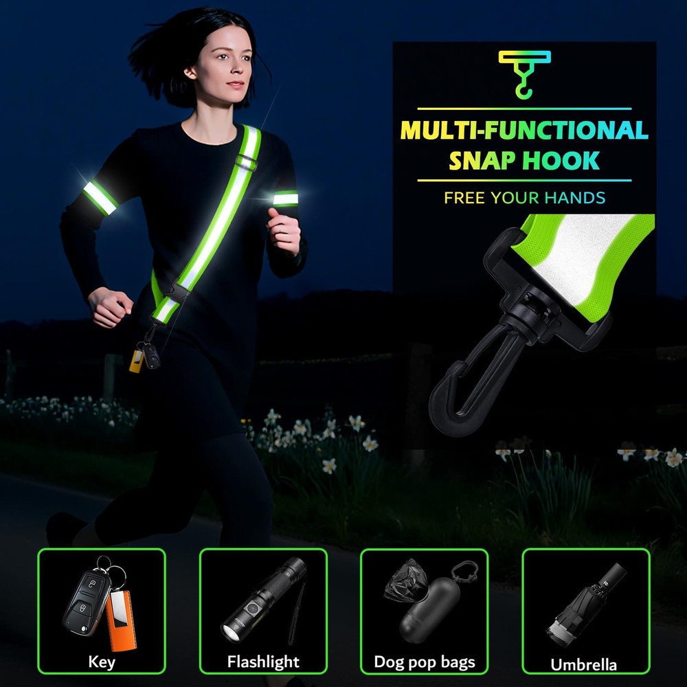 Samlior Reflective Walking Gear at Night, High Visibility Safety Green
