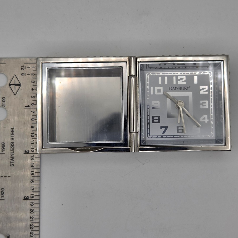 Things Remembered Danbury Folding Travel Clock & Frame Silver Tone Crystal Case