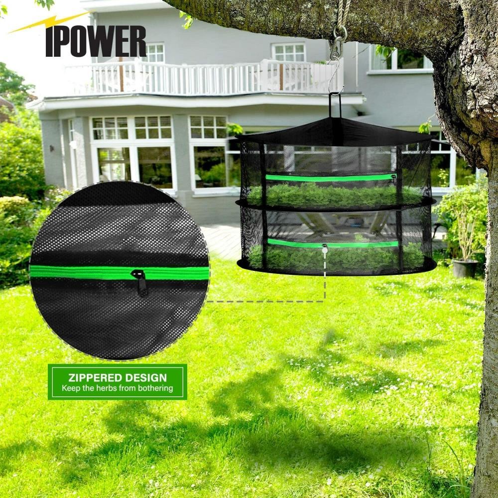 iPower 2ft 2/4/6/8-Layer Hanging Herb Mesh Rack Foldable Drying Net with Zippers