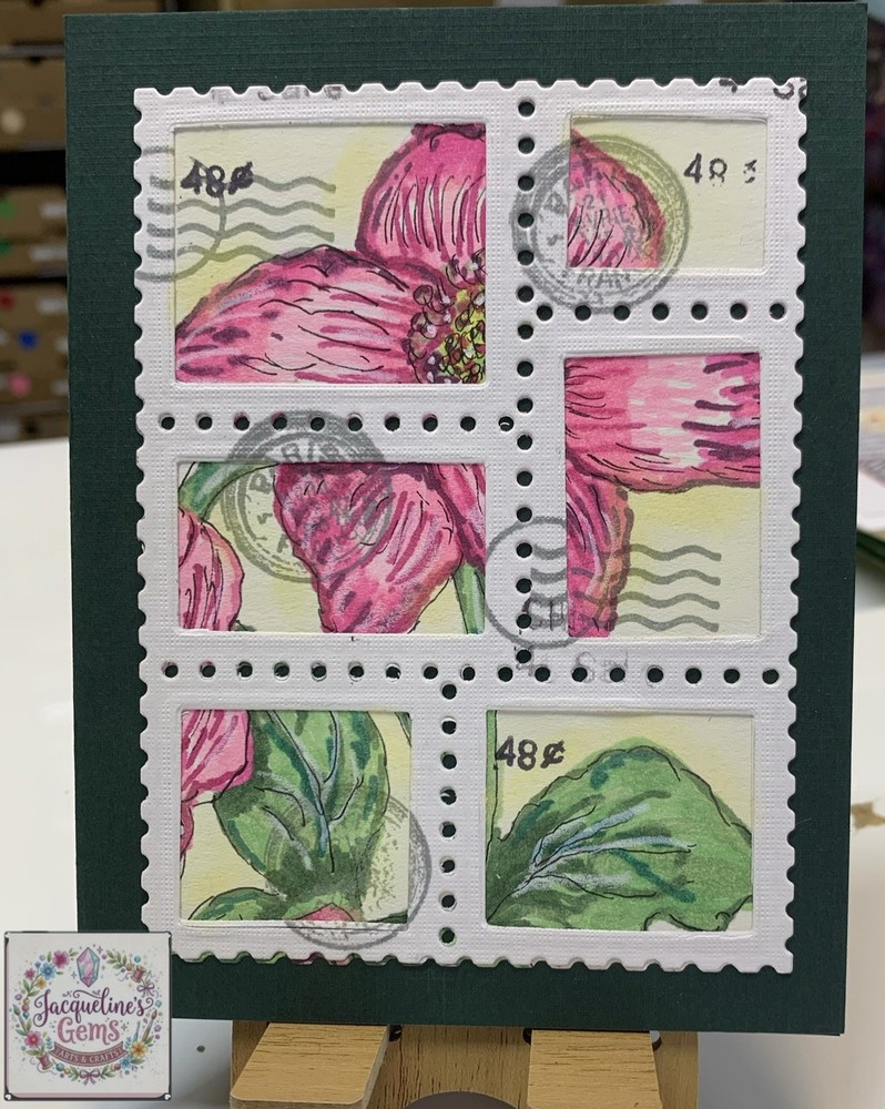 WILD ROSE POSTAGE STAMP  Handmade Greeting Card