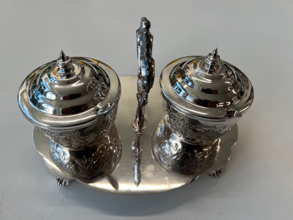 Vintage Silver Plated Condiment Jam Caddy Set