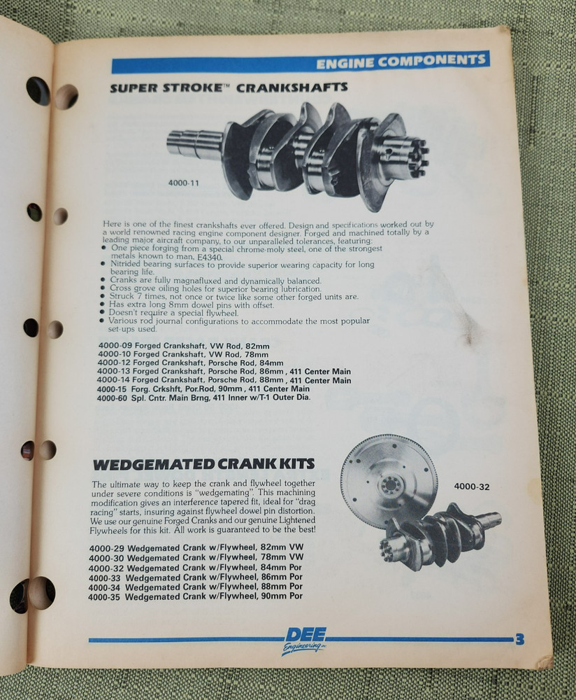Bugpack Dee Engineering Master Catalog 9591, Parts for Engine, Intake, Exhaust