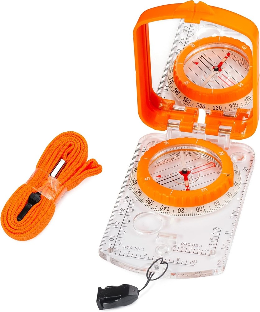 Boy Scout Sighting Compass - Adjustable Declination Mirror, Compass Base Plate,
