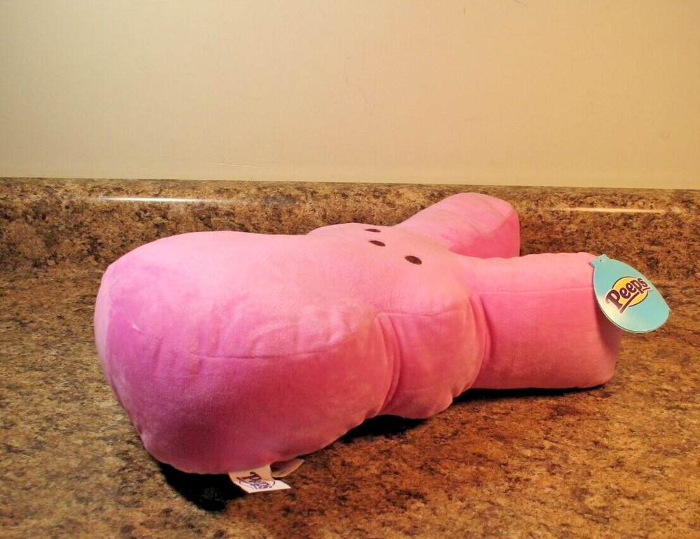 PEEPS Pink Bunny Plush 15" Tall Soft Pillow Easter NWT