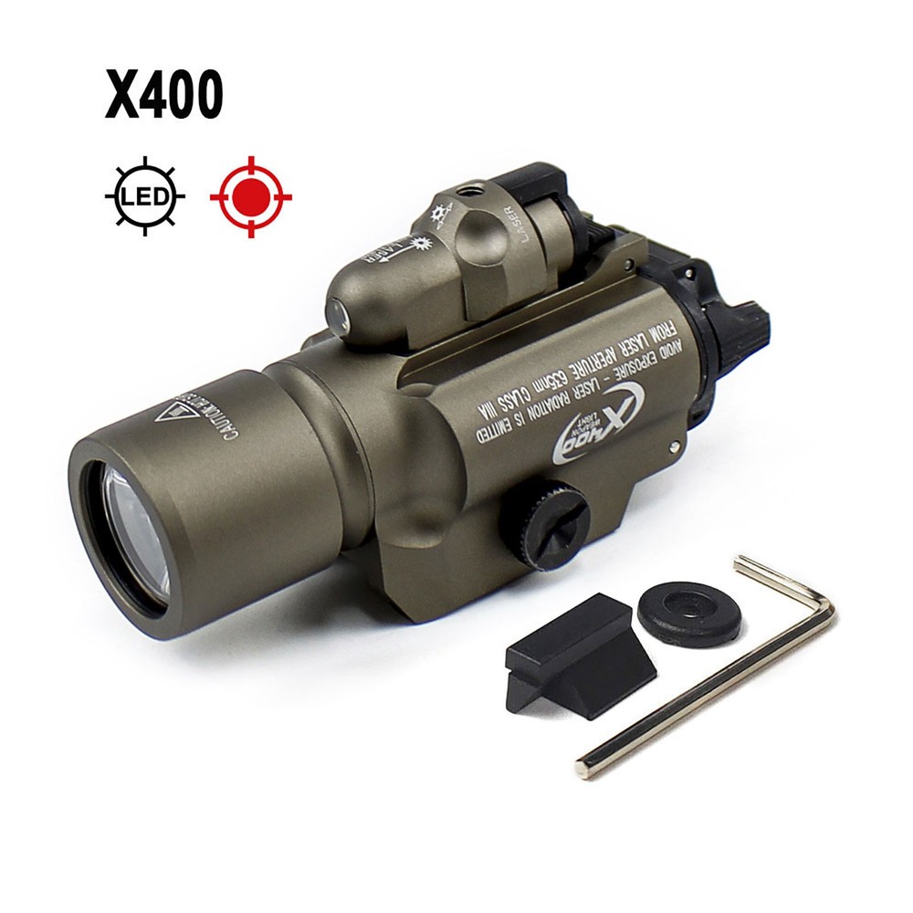 Tactical Flashlight X400 Weaponlight LED White Light Combo Red Laser Aluminum
