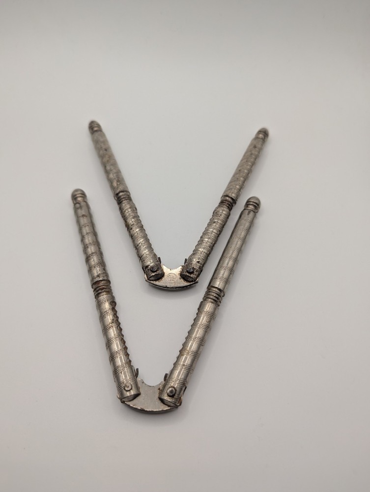 Pair Vintage Nutcracker Nut Cracker Silver Metal 5"