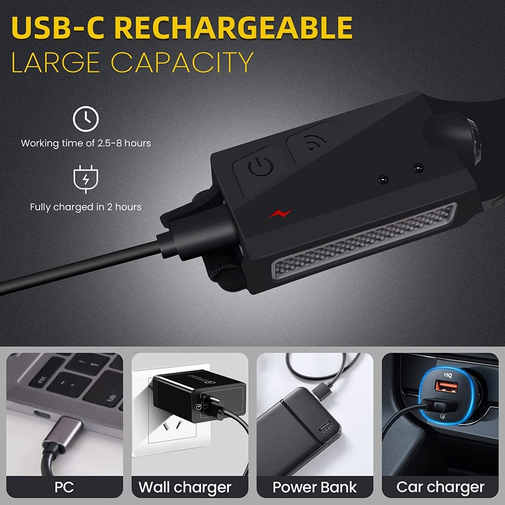 3Pcs COB LED Headlamp Headlight Torch Flashlight Work Light Bar Head Band Lamps