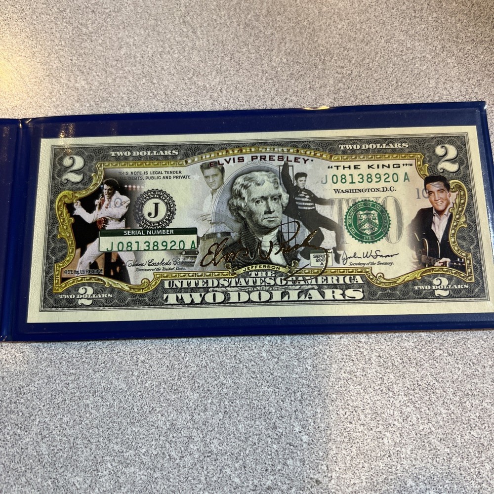 CU Colorized $2 FRN Commemorating Elvis Presley "The King" in Folder B
