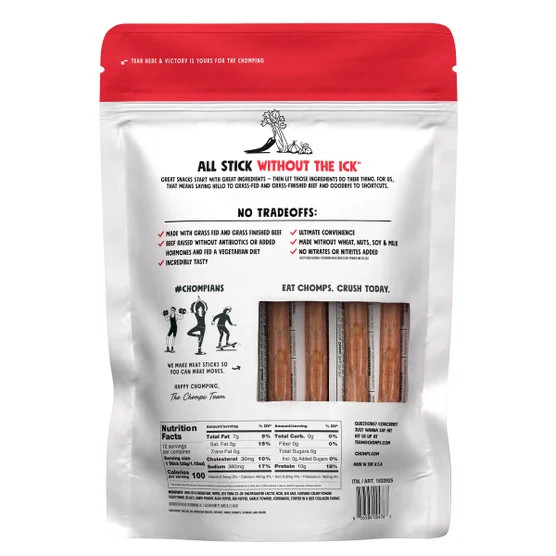 2-Pack Chomps Original Beef Sticks, Mild, 12 Individually Wrapped Sticks