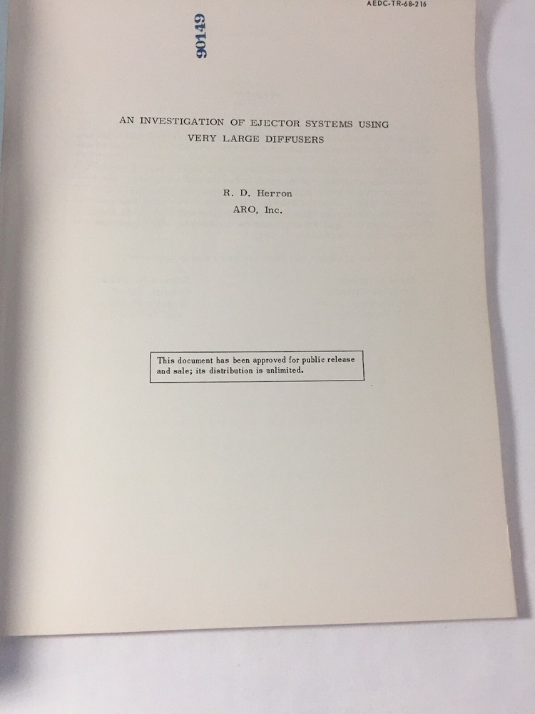November 1968 ~ Arnold Engineering ~ An Investigation of Ejector System Using