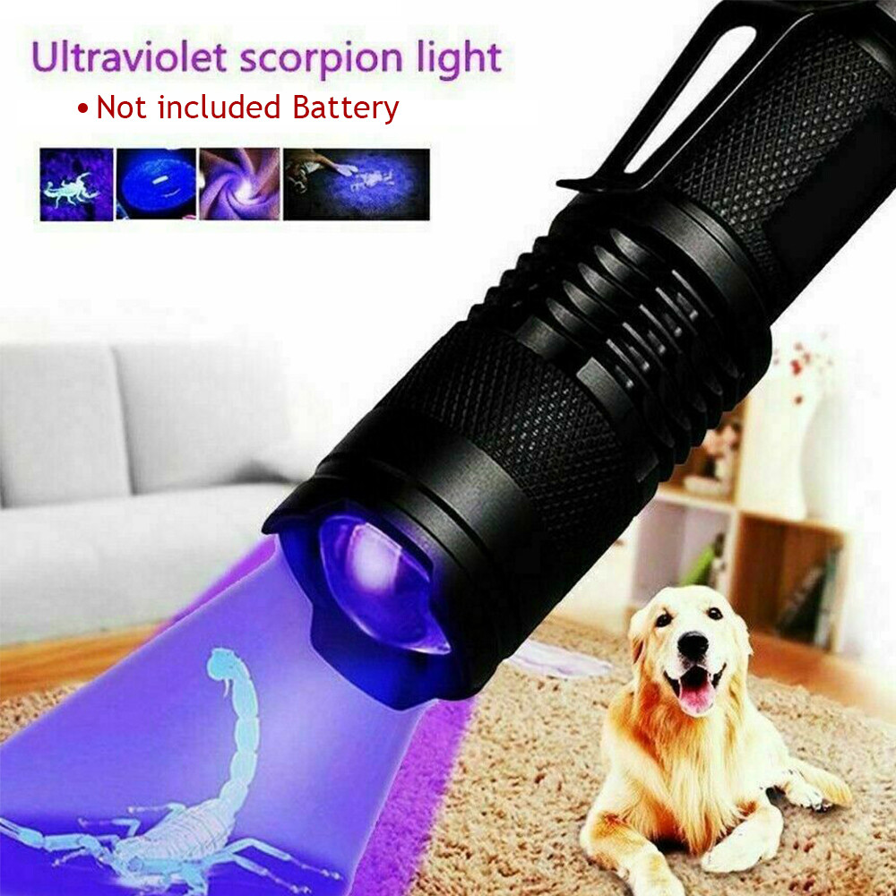 2x UV Ultraviolet LED Flashlights Zoomable Blacklight Light Inspection Torch