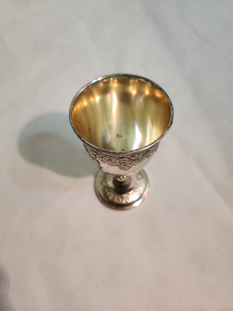 vintage Corbell & Co. silver-plated mini cordial goblet grape vine pattern.