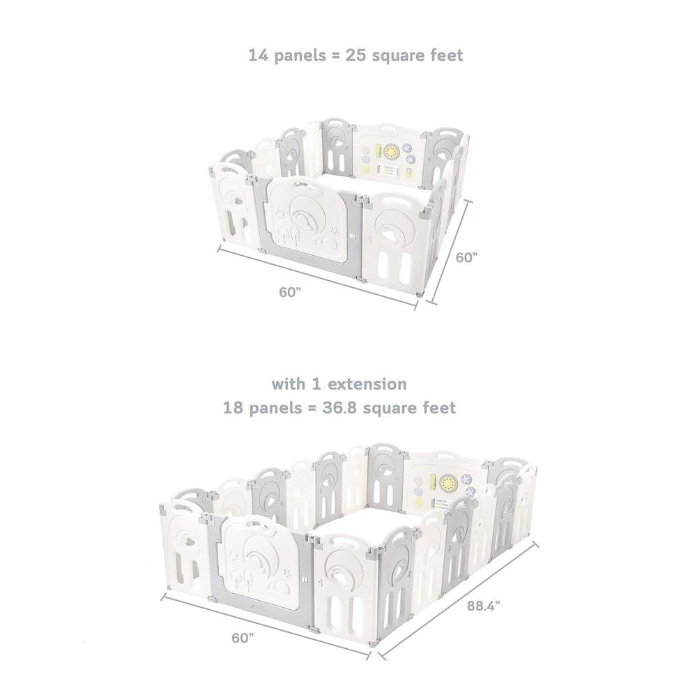 Fortella Cloud Castle Foldable Playpen 4-Panel Extension, 2021 Winter Model