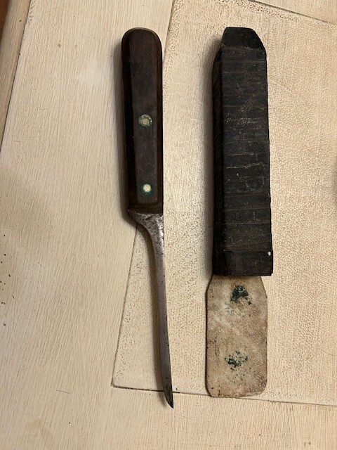Antique primitive knife and sheath 9 inches