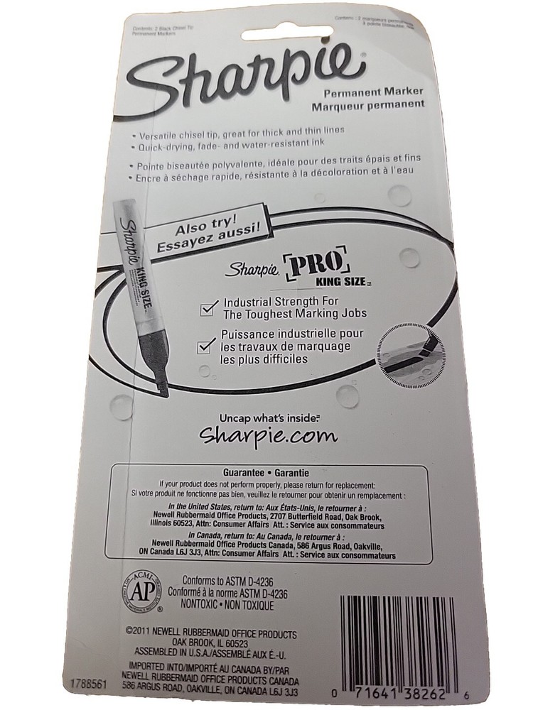 2PK Broad/Large Black Chisel Tip Sharpie 2 per pack = 4 Permanent Markers NEW!