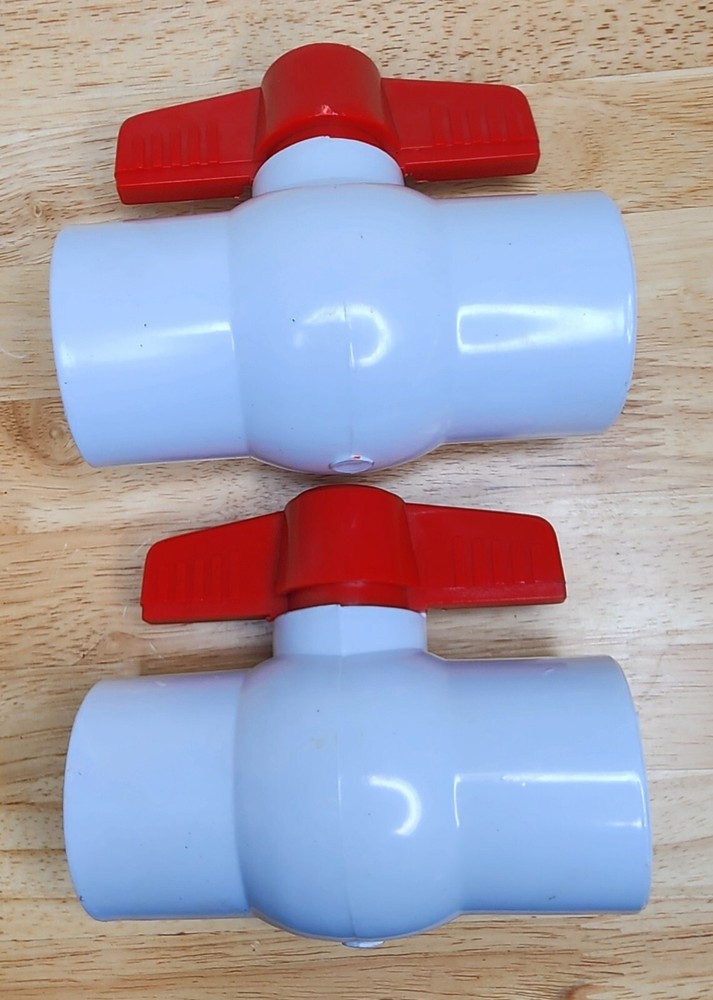 1-1/2" ID Ball Valve, 2 Pack PVC Socket Type Shut-off Valve