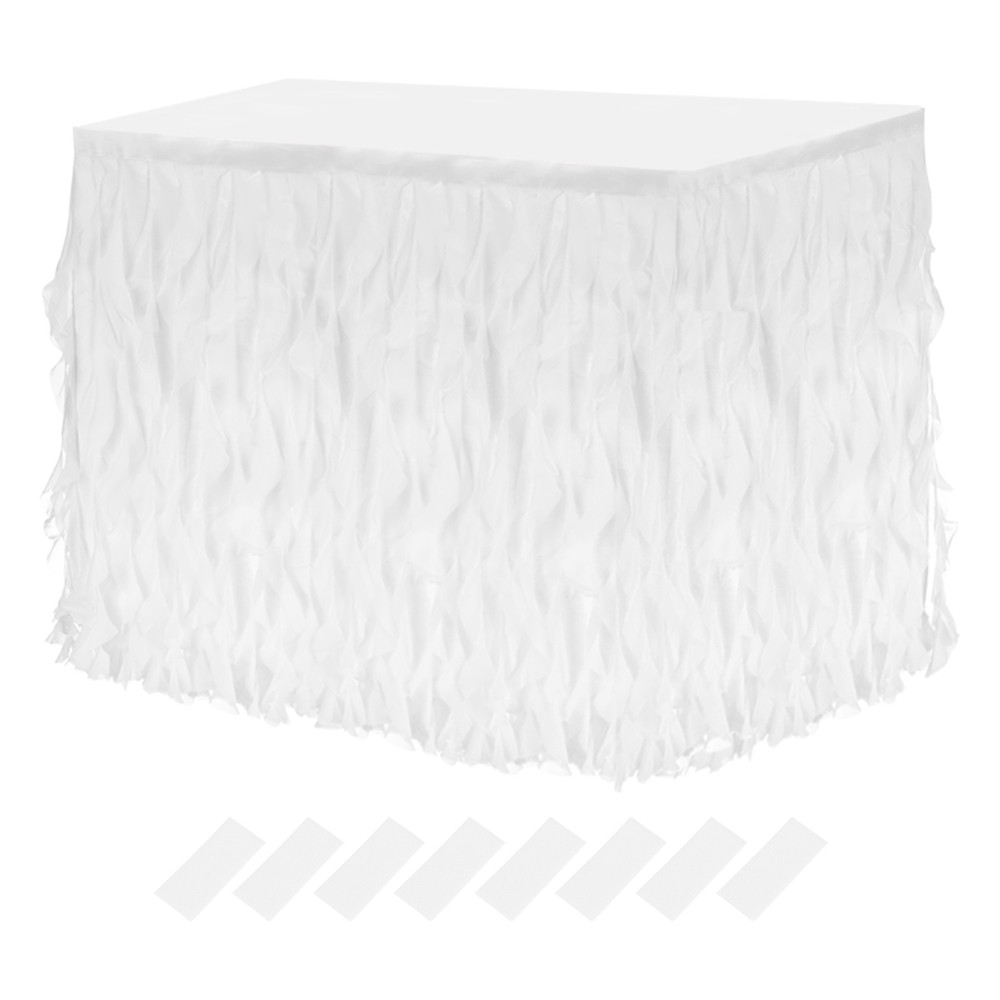 14ft White Tutu Tulle Table Skirt for Rectangle Tables