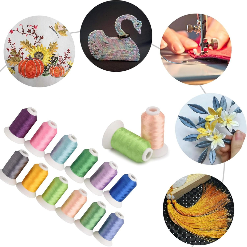 5500Yds X 66 Spools Embroidery Thread – 5000M High-Yardage 40WT Trilobal Polyest