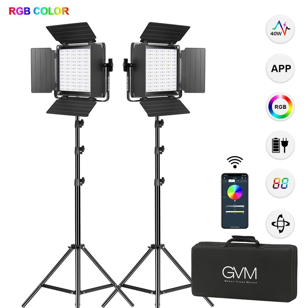 GVM 800D-RGB LED Studio 2-Video Light Kit