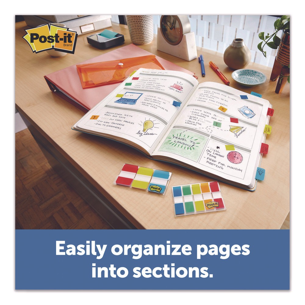 1" Plain Solid Color Tabs, 1/5-Cut, Assorted Colors, 1" Wide, 36/Pack