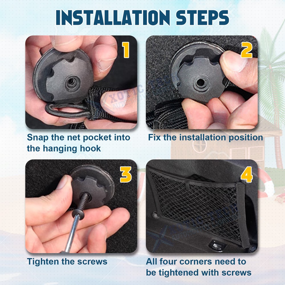 2 Pack Mesh Cargo Net Stretchable Elastic Car Storage Organizer Pouch Universal