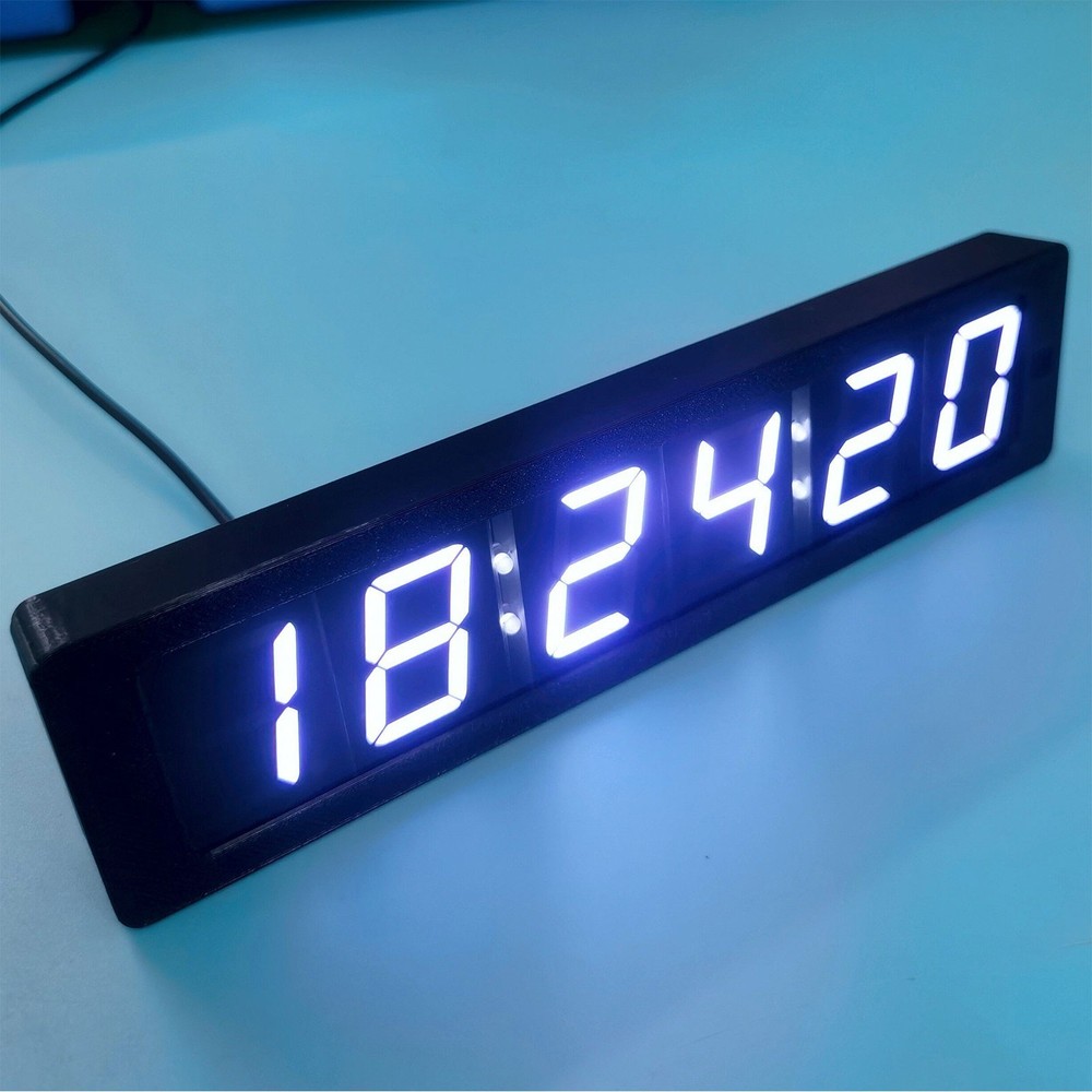 GPS/Beidou Satellite Timing 6-Bit 1.2" Digital Clock Type-C USB with Time Memory