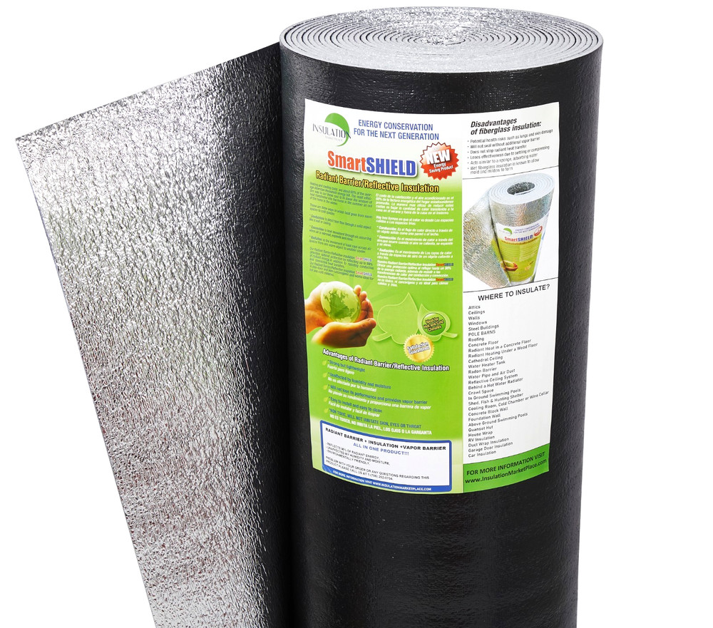 SmartSHIELD -5mm Foam Core Insulation 48'' X 50ft Foil One Side / Black Back