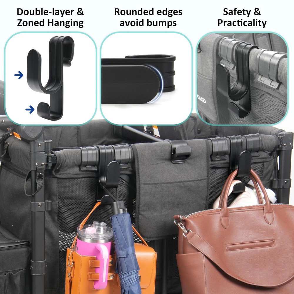 Stroller Hooks for Wonderfold Wagon W2&W4, Double-Layer Multipurpose Side, Sp...