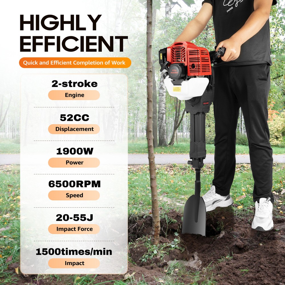 Handheld Trencher Digger Machine 52CC 2Stroke Garden Tree Digger Digging Machine