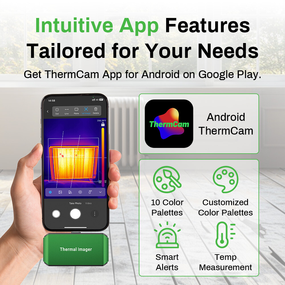 Thermal Camera for Android Smartphones & PC, 256x192 IR High Resolution