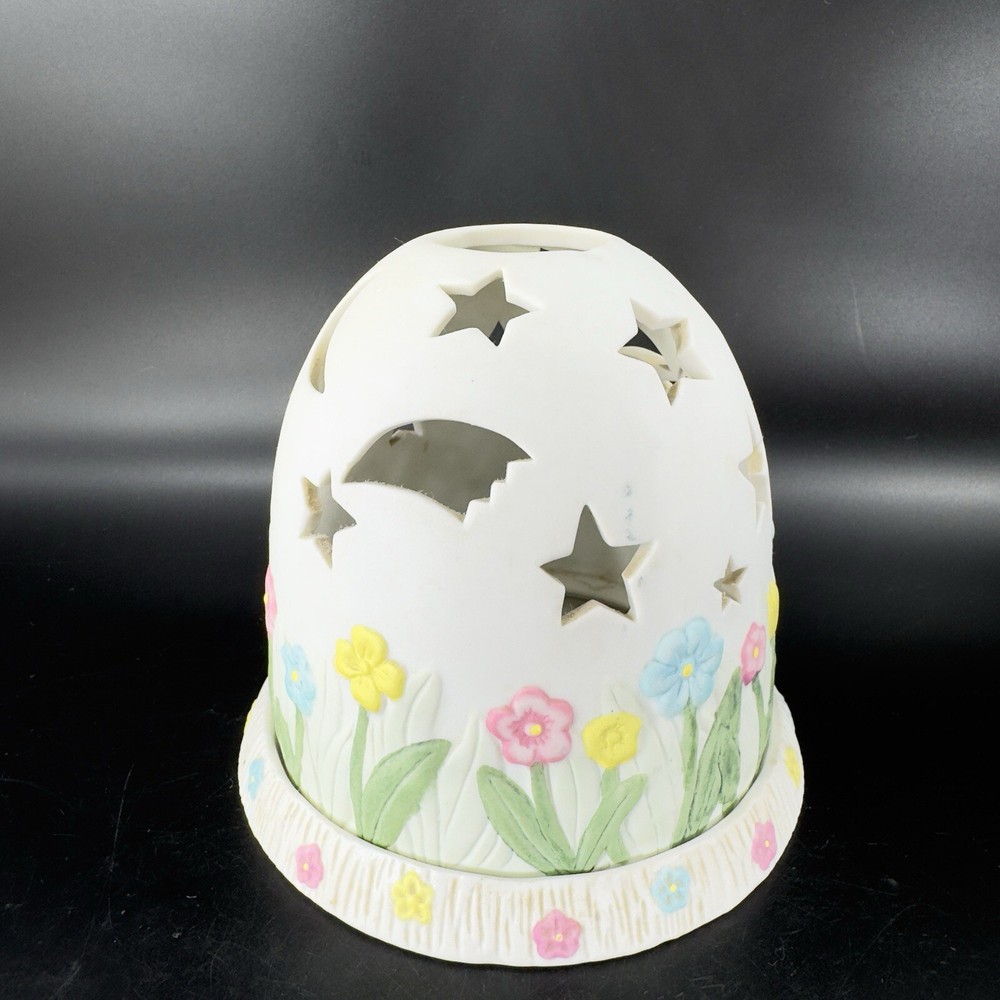 1990s Partylite Retired Ceramic Celestial Garden Tealight Holder Fairly Light
