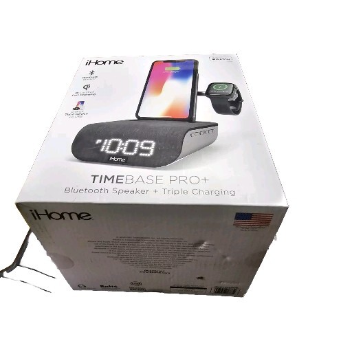 QI Alarm Clock Wireless Charging Stand & Speaker & USB Charge IHome Timebase