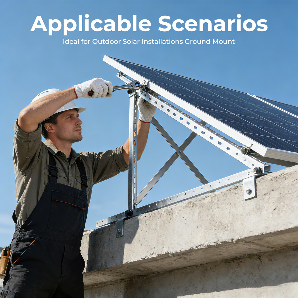 4 Sets 45in Solar Panel RV Tilt Mount Brackets kit Roof Surface Adjustable Frame