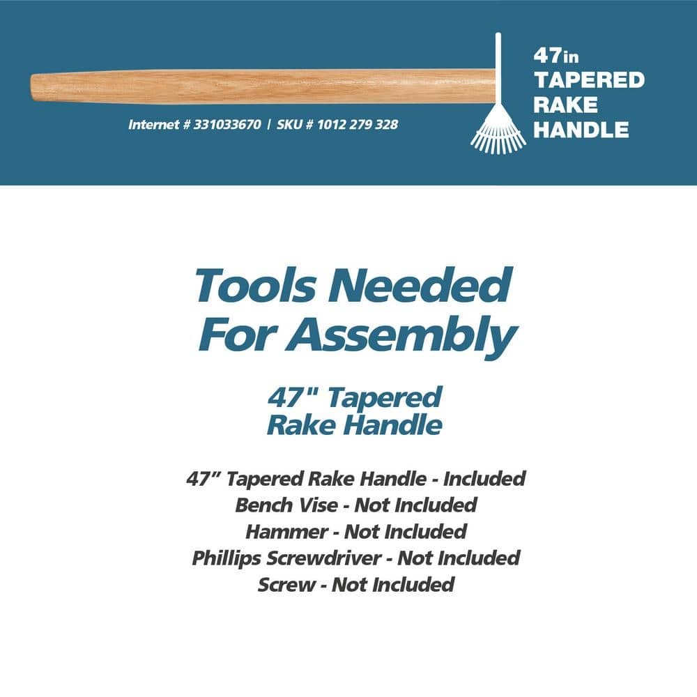 47 in. Tapered Rake Handle with 0.91 in. Diameter
