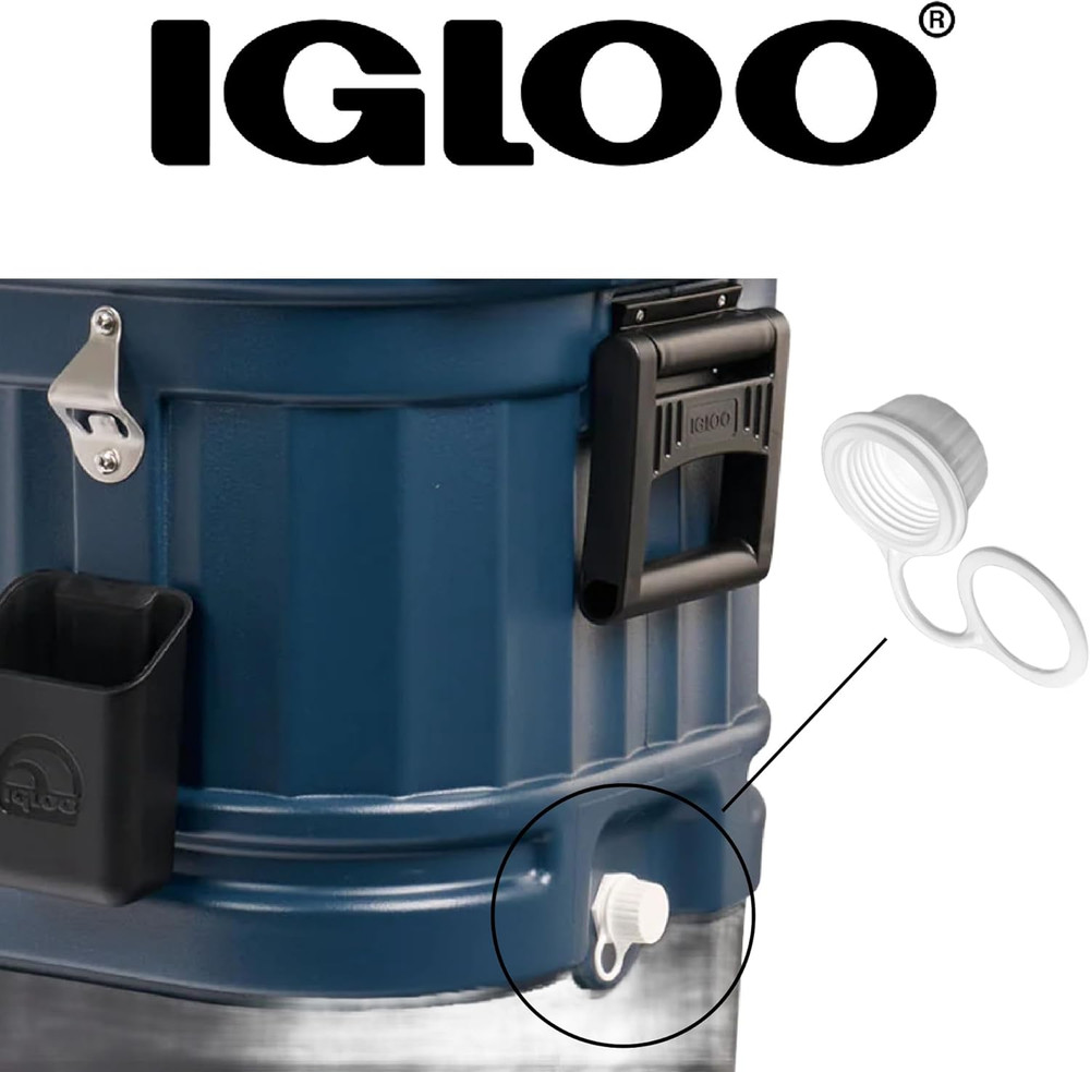 Cooler Threaded Drain Plug Caps with Plastic Tether 20049 White Small