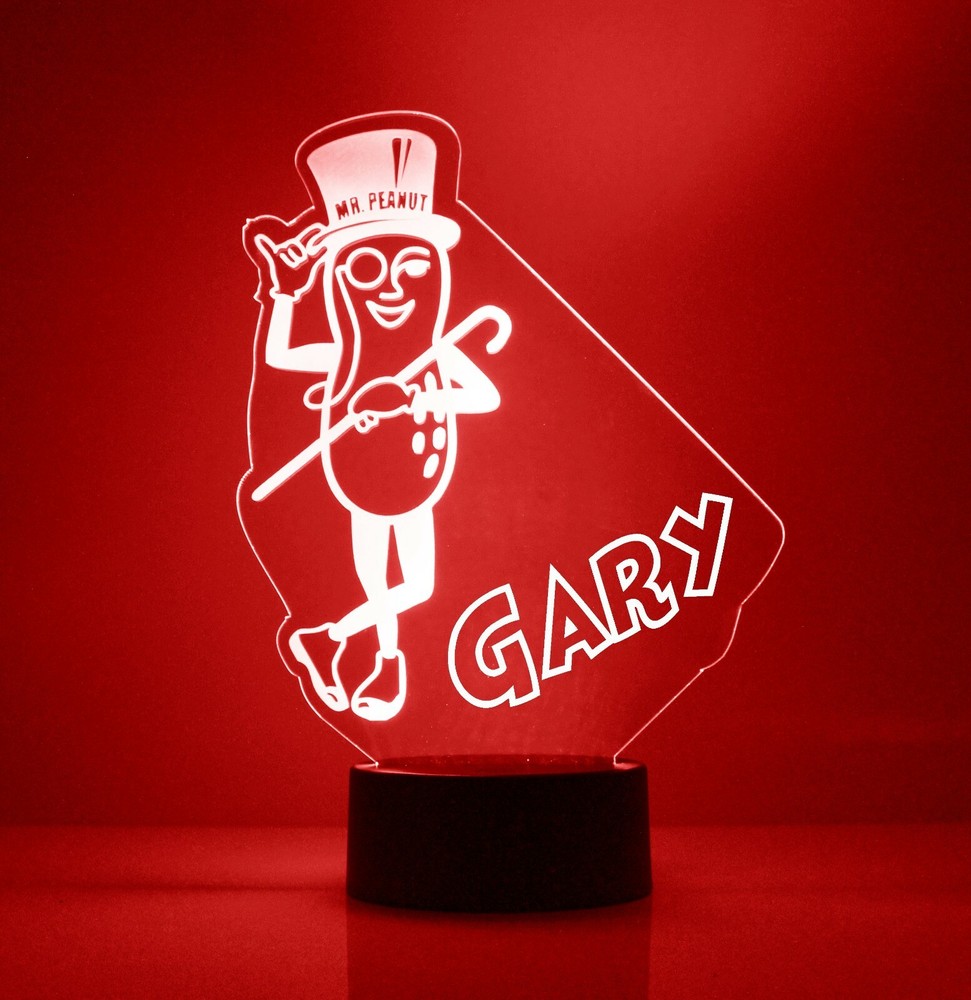 Mr. Peanut Logo LED Night Light, with Remote Control, Engraved Light Up
