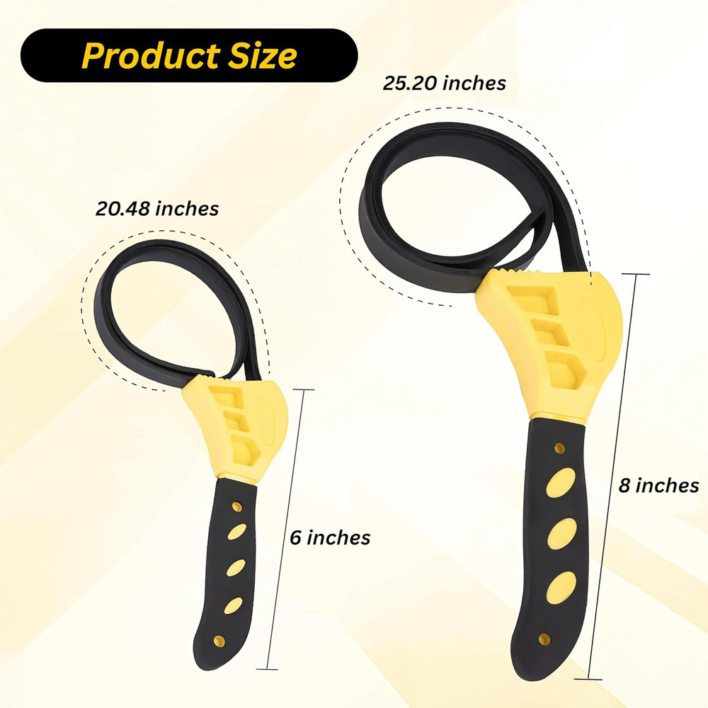Adjustable Rubber Strap Wrench Set - 2-Pack Heavy-Duty Non-Slip Tool