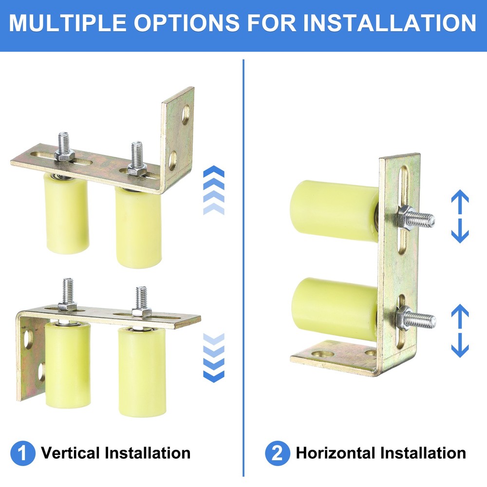 4Pcs Slide Gate Guide Roller 3" Nylon Gate Support Rollers with Bracket, Yellow